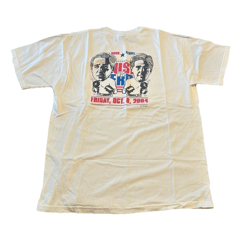 Vintage Bush VS Kerry Boxing 2004 T-Shirt White Size L RARE Political - Picture 1 of 8